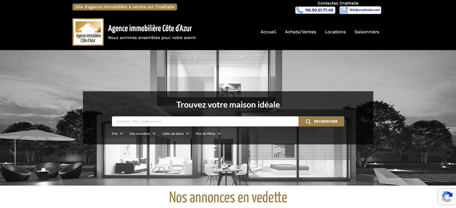 À vendre site internet clé en main d’agence immobilière - Cnathalie webmaster