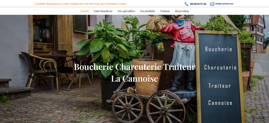 Site web boucherie vitrine one page en vente - Cnathalie