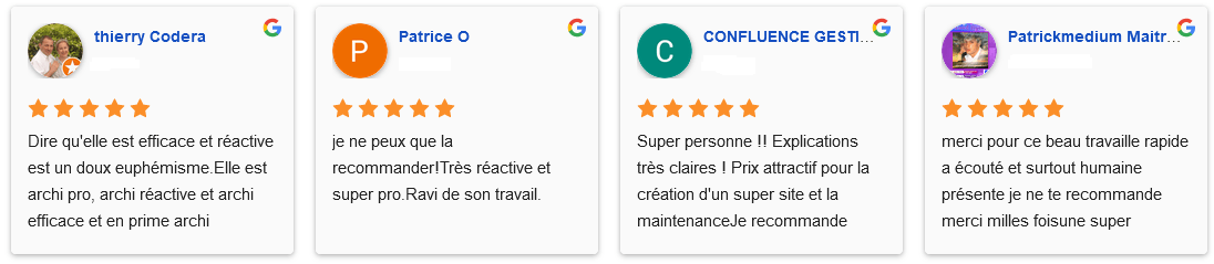 Avis Google Création site internet La Ciotat Cnathalie