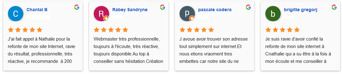 Avis Google Création site internet La Ciotat Cnathalie