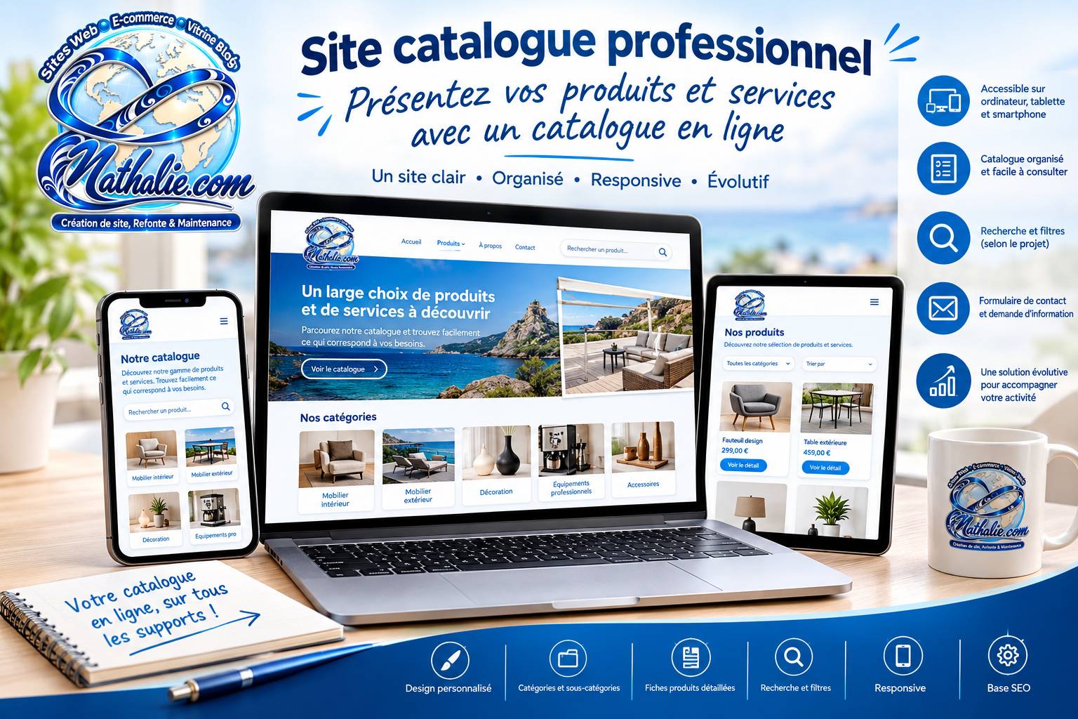 Création de site catalogue professionnel Cnathalie