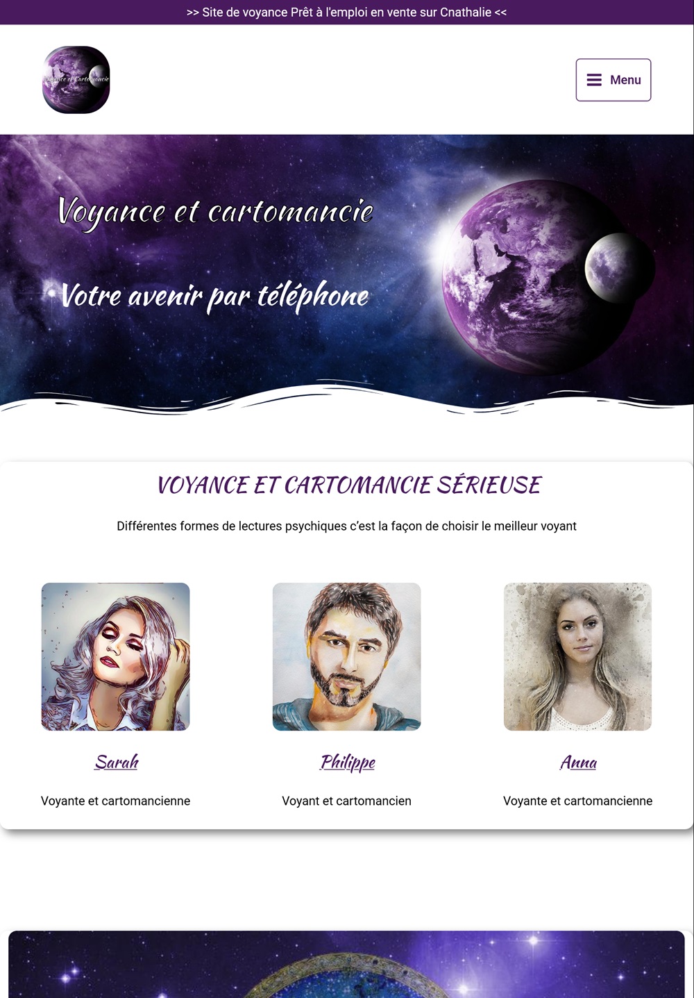 Site de voyance par téléphone prêt à l’emploi à vendre - Cnathalie